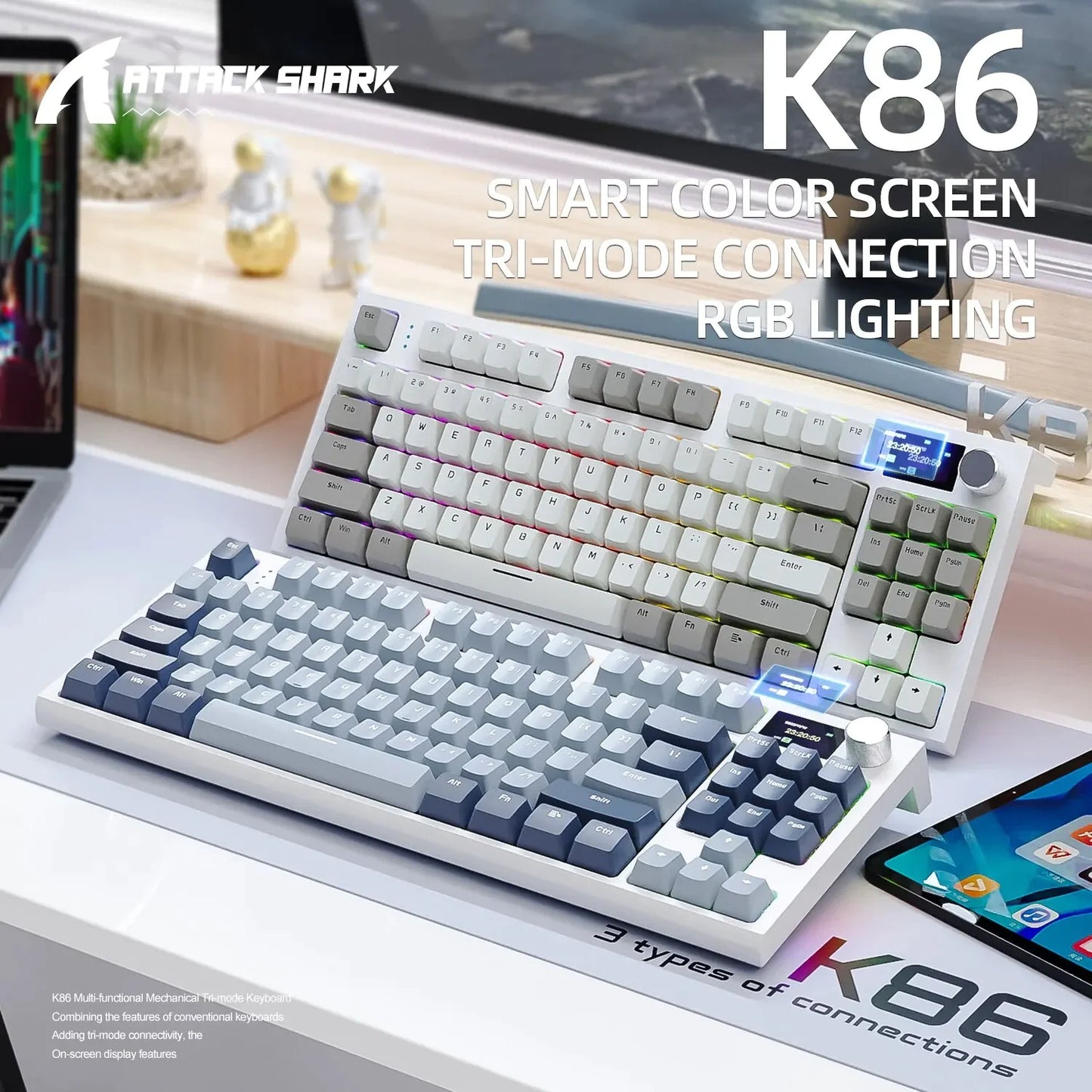 Clavier sans fil K86 RGB Bluetooth - IDigitec